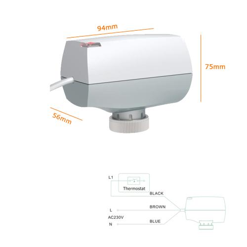 Stellantrieb motorisch 230V für Fußbodenheizung - M30x1,5 NC