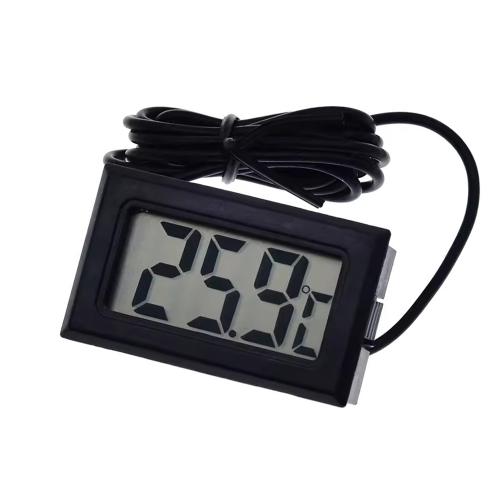 2x Digital Einbau LCD Thermometer mit Fernfühler Außensensor - Temperaturüberwachung Temperatur Zimmerthermometer für Innen Büro Wohnzimmer - für Kühlschrank Gefrierschrank Aquarium