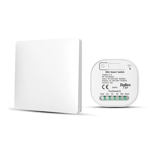 Funkschalter Set - ZigBee+RF Funk und Wandschalter Lichtschalter mit Empfänger - 30M Reichweite Drahtlos Kinetischer Batterieloser neu