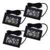 4x Digital Einbau LCD Thermometer mit Fernfühler Außensensor - Temperaturüberwachung Temperatur Zimmerthermometer für Innen Büro Wohnzimmer - für Kühlschrank Gefrierschrank Aquarium -  schwarz