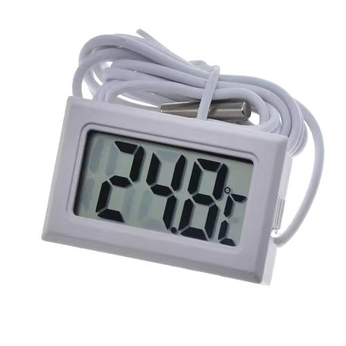 4x Digital Einbau LCD Thermometer mit Fernfühler Außensensor - Temperaturüberwachung Temperatur Zimmerthermometer für Innen Büro Wohnzimmer - für Kühlschrank Gefrierschrank Aquarium