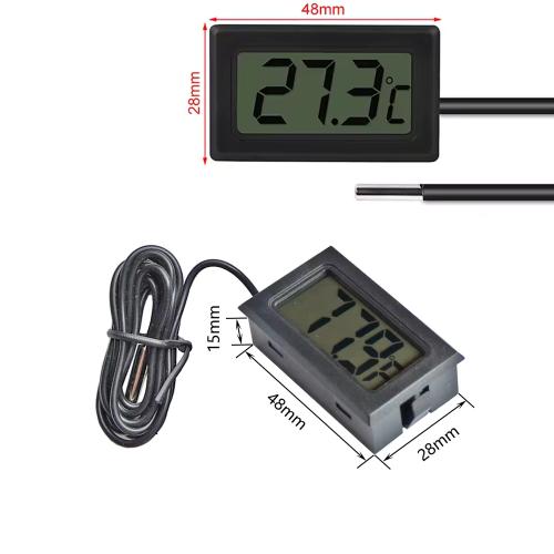 4x Digital Einbau LCD Thermometer mit Fernfühler Außensensor - Temperaturüberwachung Temperatur Zimmerthermometer für Innen Büro Wohnzimmer - für Kühlschrank Gefrierschrank Aquarium