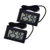 2x Digital Einbau LCD Thermometer mit Fernfühler Außensensor - Temperaturüberwachung Temperatur Zimmerthermometer für Innen Büro Wohnzimmer - für Kühlschrank Gefrierschrank Aquarium -  schwarz