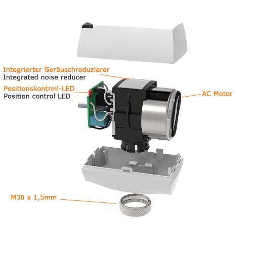 Stellantrieb motorisch 230V für Fußbodenheizung - M30x1,5 NC